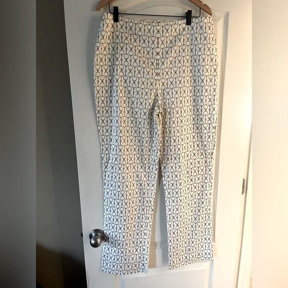 Nine West White Gold Links Pattern Lightweight Slacks women’s size 14 - Picture 1 of 15